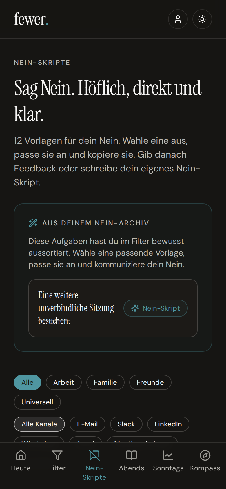 Nein-Skripte mit Vorlagen für klare und höfliche Absagen.
